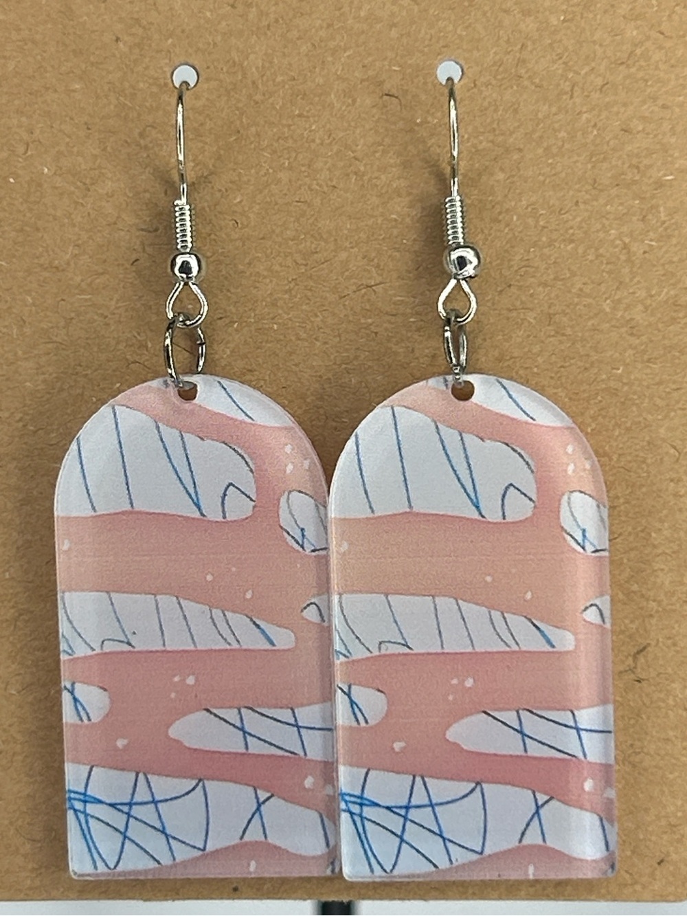 *LAST SET* Pink Abstract Pattern Acrylic Dangle Earrings Fashion Jewelry